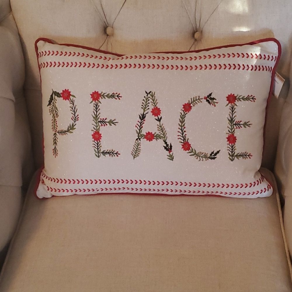 Poinsettia Peace Pillow